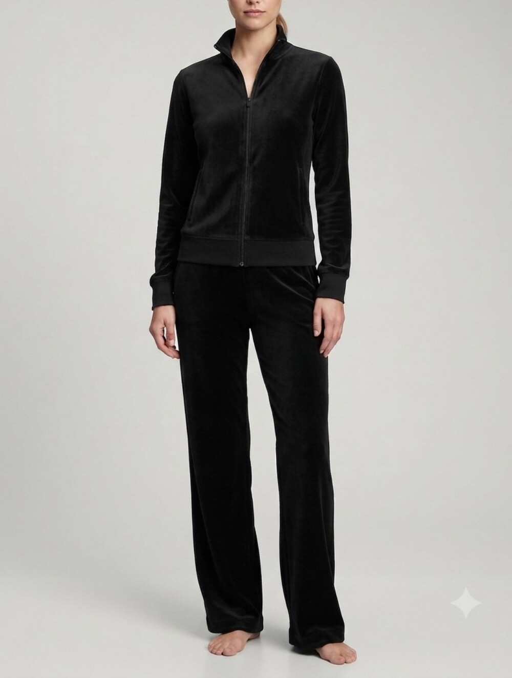 Ten Degrees Black Velour Track Suit Set Full Zip Jacket & Pants Medium Y2K Retro